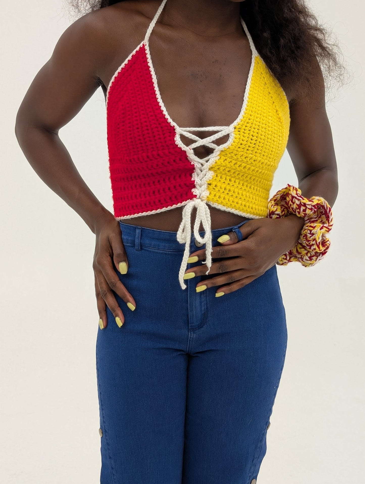 Chiefs Game Day 2-Toned Front Laced Crop Top